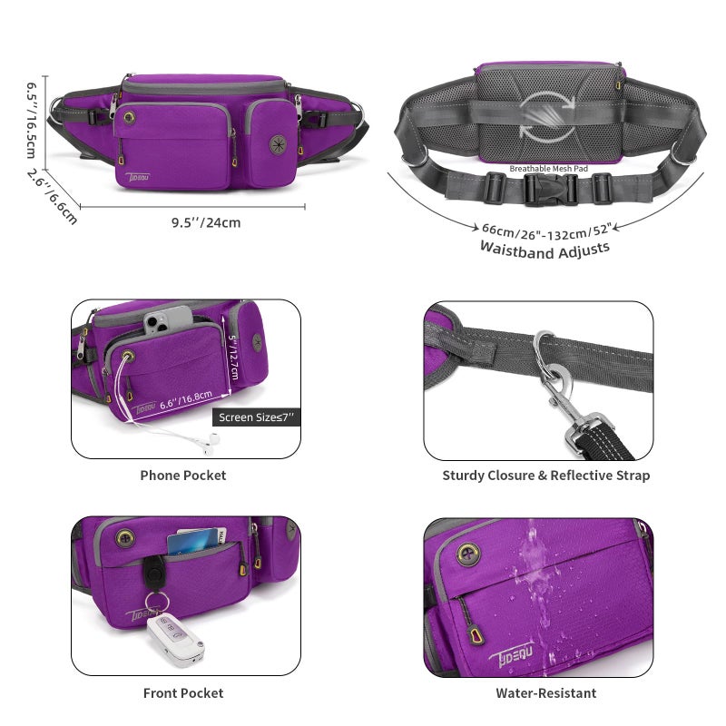 TUDEQU Hiking Fanny Pack for Men Women Large Hiking Waist Packs Mens Fanny Pack Crossbody Waist Bag for Men for Travel - Image 2